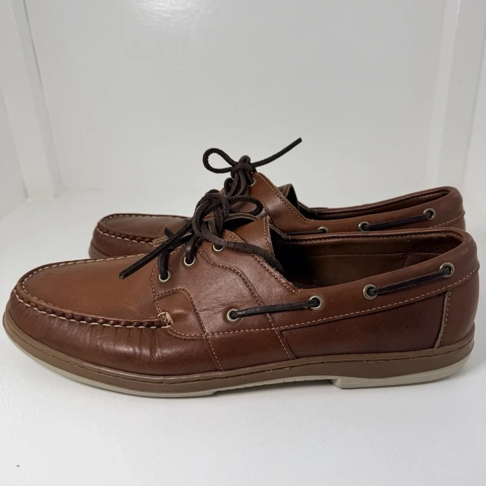 Allen Edmonds Eastport Boat Shoes Men's 13 D Brown Leather Lace Up Loafer